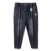 Pantalon en jean brodé à taille élastique pour homme grande taille